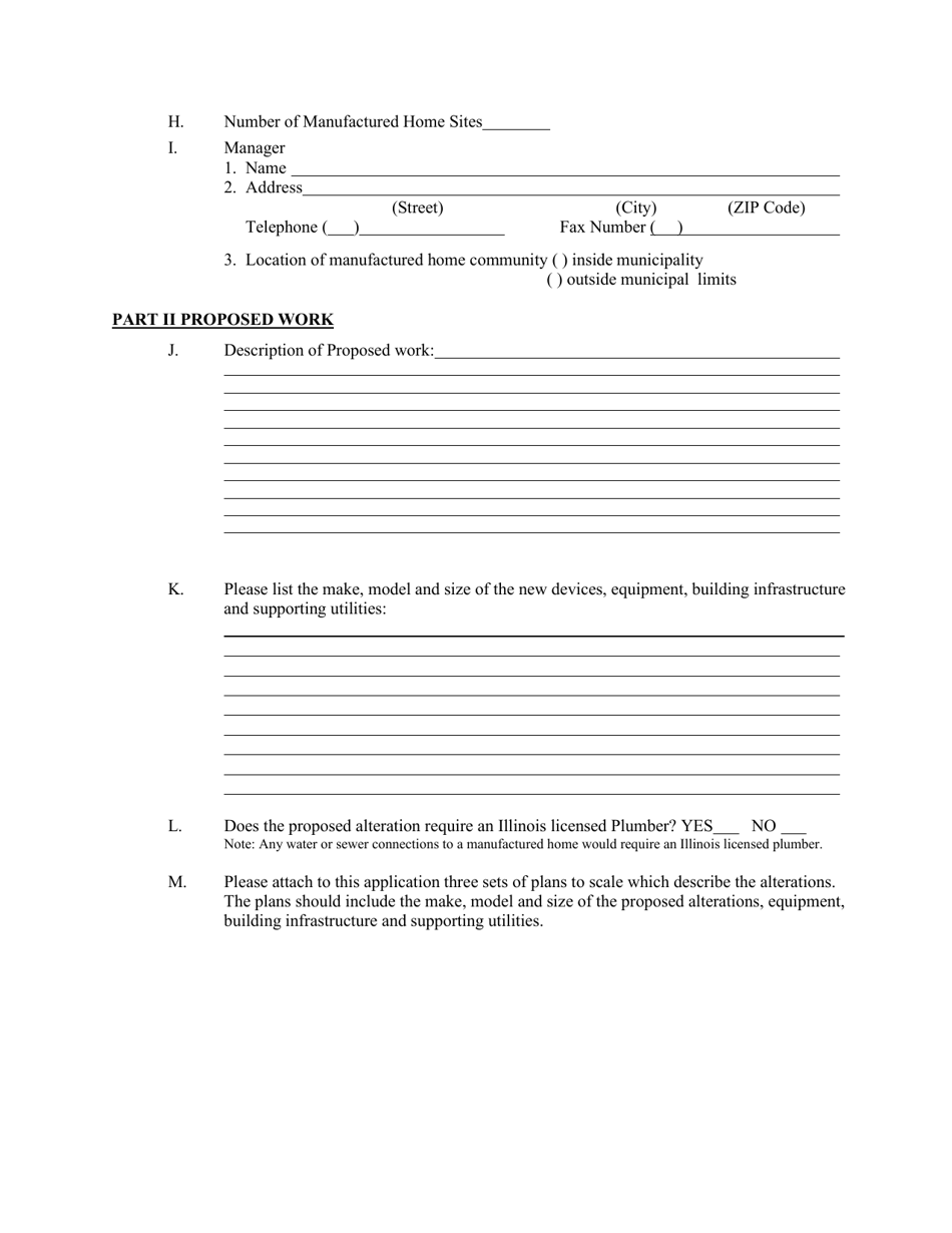 Illinois Application to Alter Manufactured Home Community - Fill Out ...