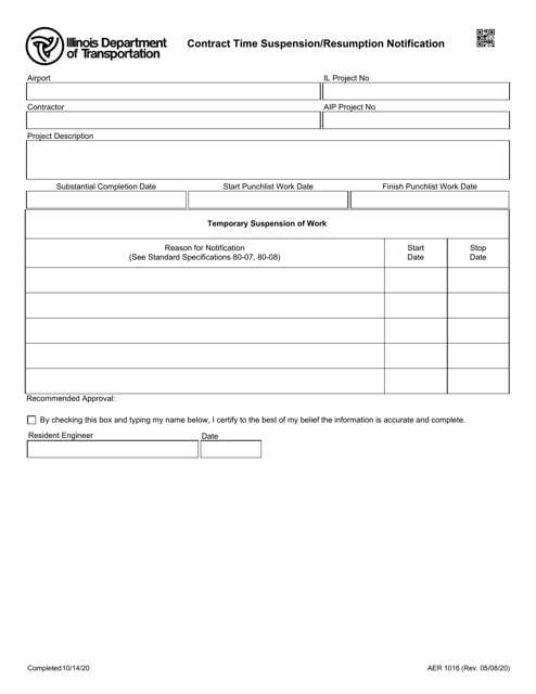 Form AER1016  Printable Pdf