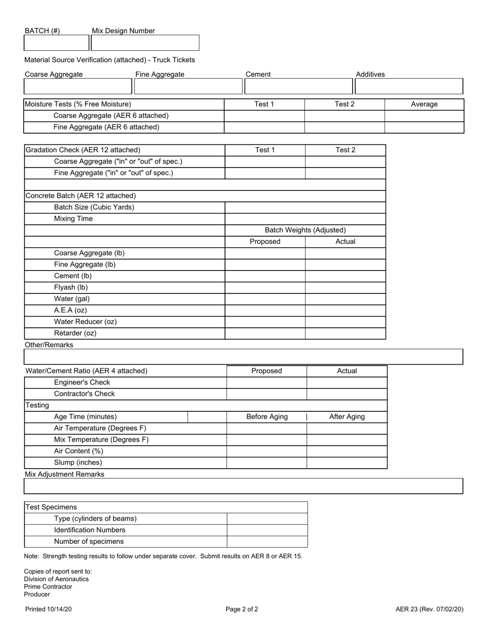 Form AER23 Pcc Test Batch Documentation Report - Illinois, Page 2