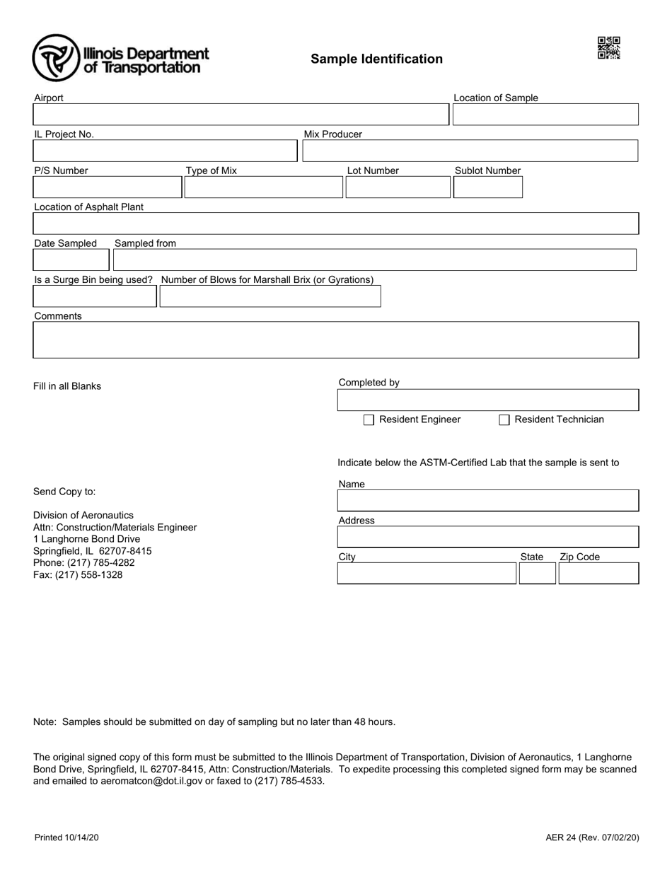 Form AER24 Sample Identification - Illinois, Page 1