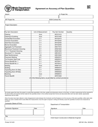 Document preview: Form AER981 Agreement on Accuracy of Plan Quantities - Illinois