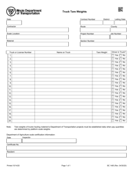 Document preview: Form BC1465 Truck Tare Weights - Illinois