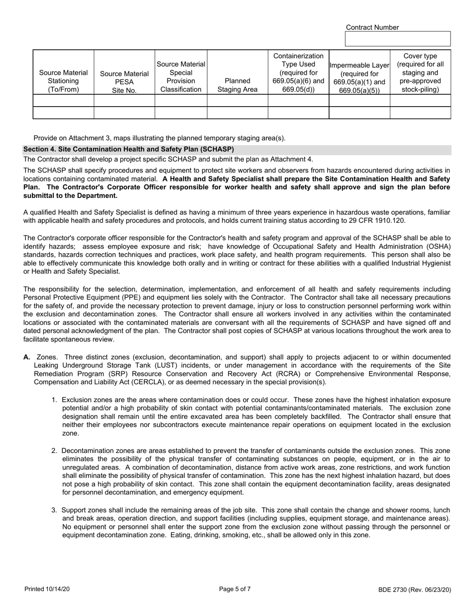 Form BDE2730 Regulated Substances Pre-construction Plan (Rspcp) - Illinois, Page 5