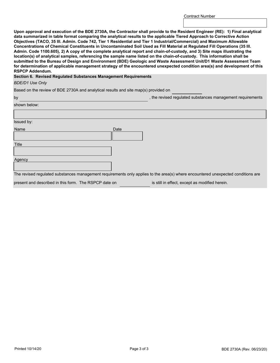 Form BDE2730A Regulated Substances Pre-construction Plan (Rspcp) Addendum - Illinois, Page 3