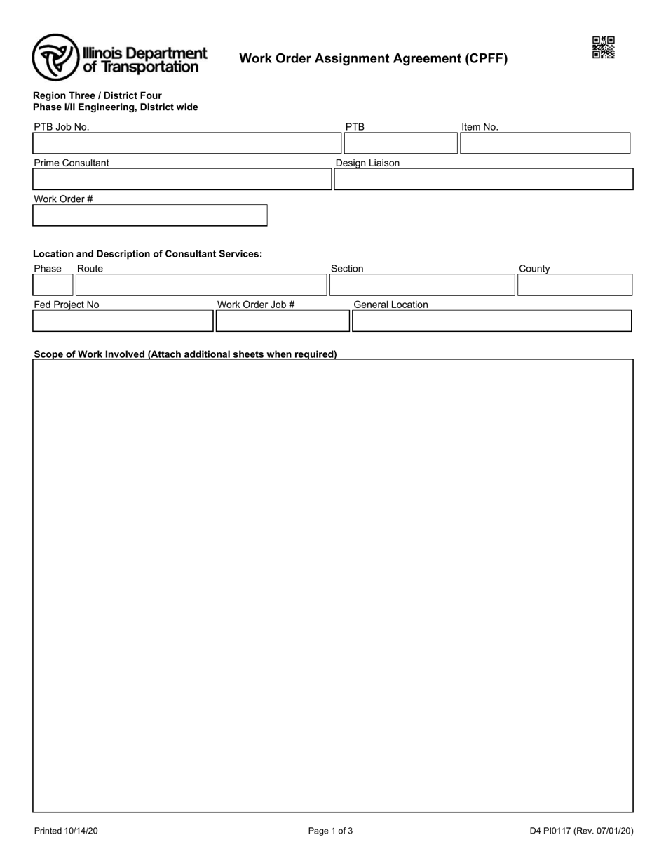 Form D4 PI0117 Work Order Assignment Agreement (Cpff) - Illinois, Page 1