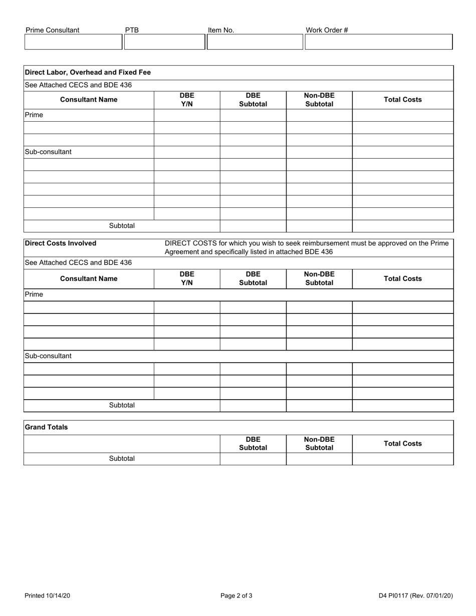 Form D4 PI0117 - Fill Out, Sign Online and Download Fillable PDF ...