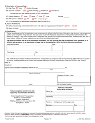 Form LA9002 Application for Outdoor Advertising Permit Business Area Sign - Interstate Highway - Illinois, Page 2