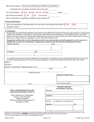 Form LA9001 Application for Outdoor Advertising Permit Business Area Sign - Primary Highway - Illinois, Page 2