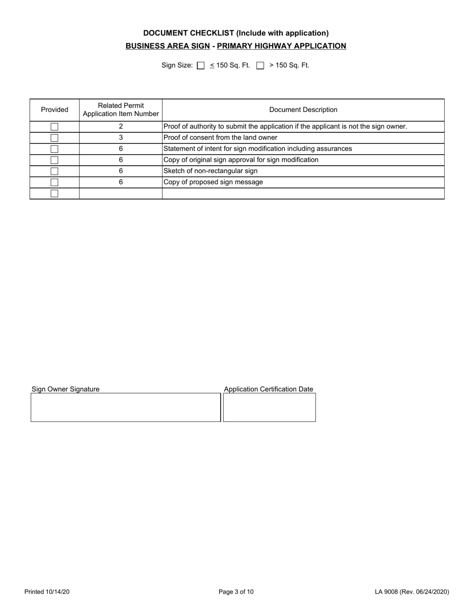 Form LA9008 Request for Approval of Directional Sign, Official Sign, or Official Notice - Illinois, Page 3