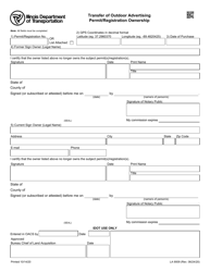 Document preview: Form LA9009 Transfer of Outdoor Advertising Permit/Registration Ownership - Illinois