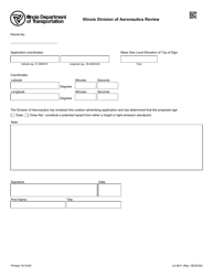 Document preview: Form LA9011 Illinois Division of Aeronautics Review - Illinois
