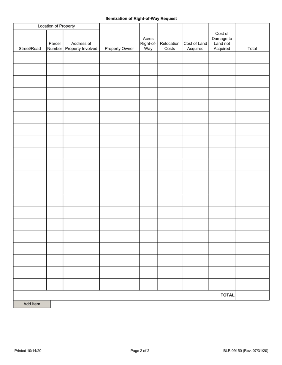 Form BLR09150 Request for Expenditure / Authorization of Motor Fuel Tax Funds - Illinois, Page 2