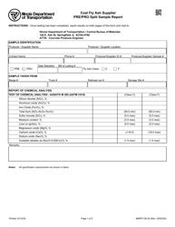 Document preview: Form BMPR CM20 Coal Fly Ash Supplier Pre/Pro Split Sample Test Report - Illinois