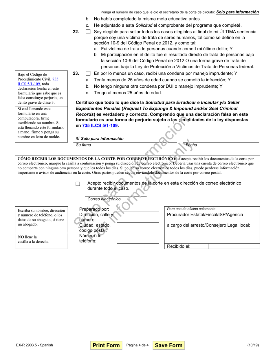 Formulario EX-R2903.5 Solicitud Para Erradicar E Incautar Y / O Sellar Expedientes Penales - Illinois (Spanish), Page 4