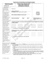 Document preview: Formulario EX-O2905.3 Orden Para Erradicar E Incautar Y/O Sellar Expedientes Penales - Illinois (Spanish)