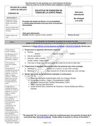 Document preview: Formulario WA-P603.4 Solicitud De Exencion De Tasas De La Corte Penal - Illinois (Spanish)
