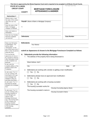 Document preview: Form 5AA-A 907.6 Mortgage Foreclosure Appearance & Answer - Illinois