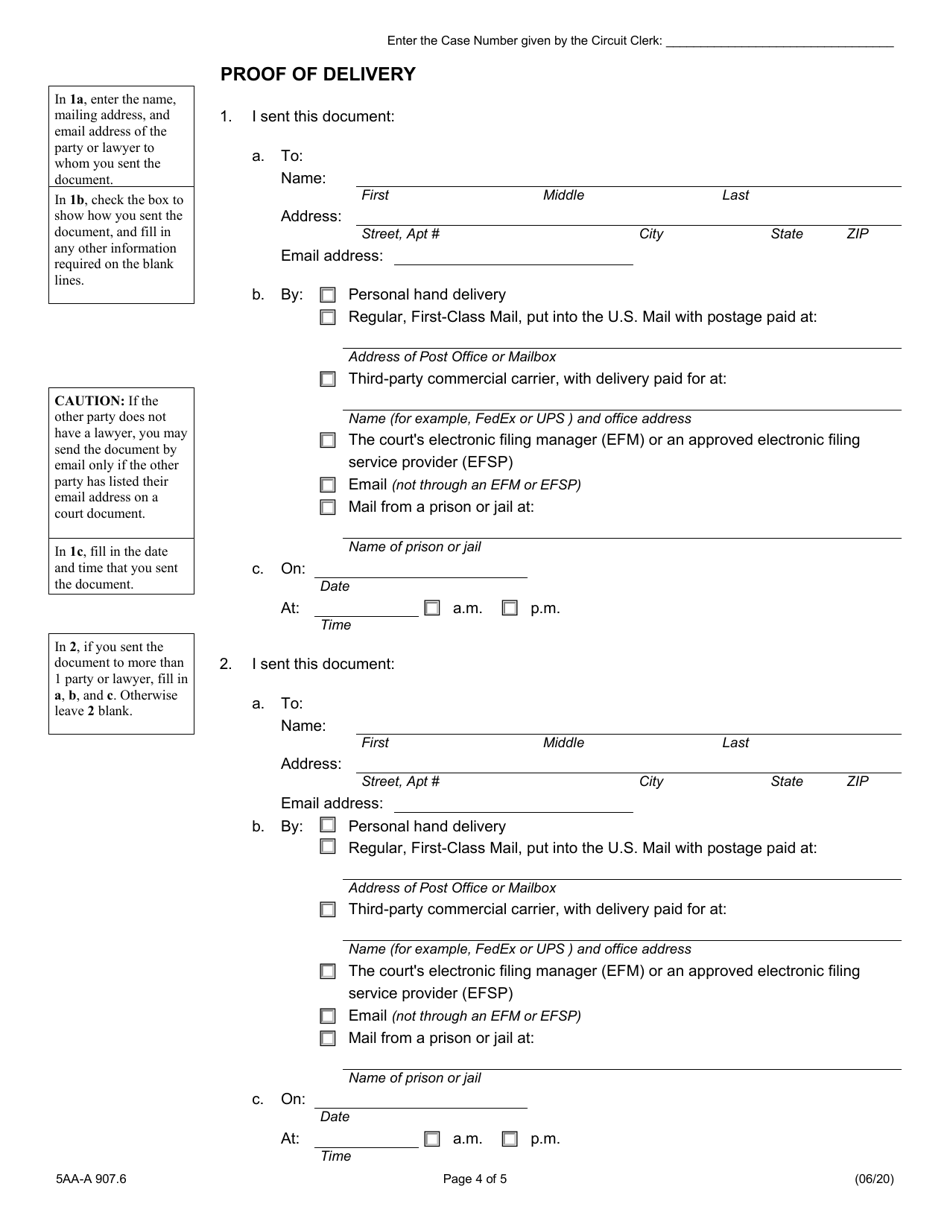 Form 5AA-A 907.6 Mortgage Foreclosure Appearance  Answer - Illinois, Page 4