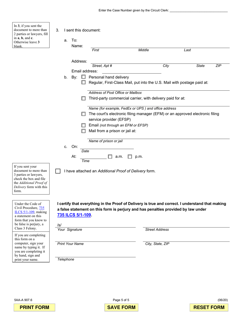 Form 5AA-A 907.6 Mortgage Foreclosure Appearance  Answer - Illinois, Page 5