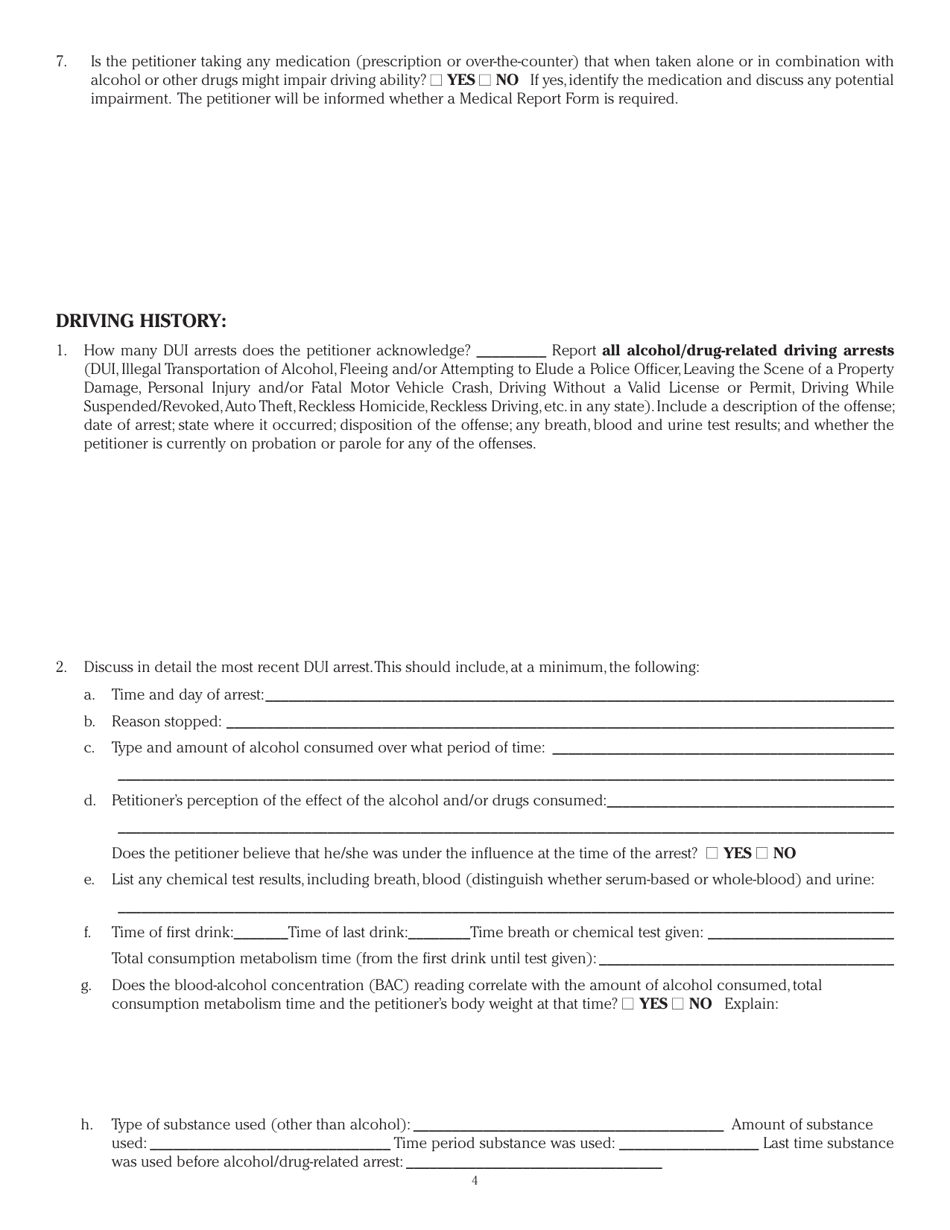 Form DAH OOS1 Out-of-State Petitioner Alcohol / Drug Evaluation Uniform Report - Illinois, Page 4