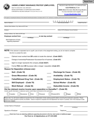 State Form 54244 (DWD640-P) &quot;Unemployment Insurance Protest (Employer)&quot; - Indiana