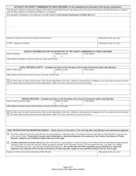 Form PR-1 (State Form 30505) Request for Exception to County / Local Retention Schedule or Permission to Dispose of Non-scheduled County / Local Public Records - Indiana, Page 2