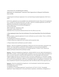 Instructions for State Form 53785 Application for Wastewater Treatment Plant Apprentice to Request Certification - Indiana