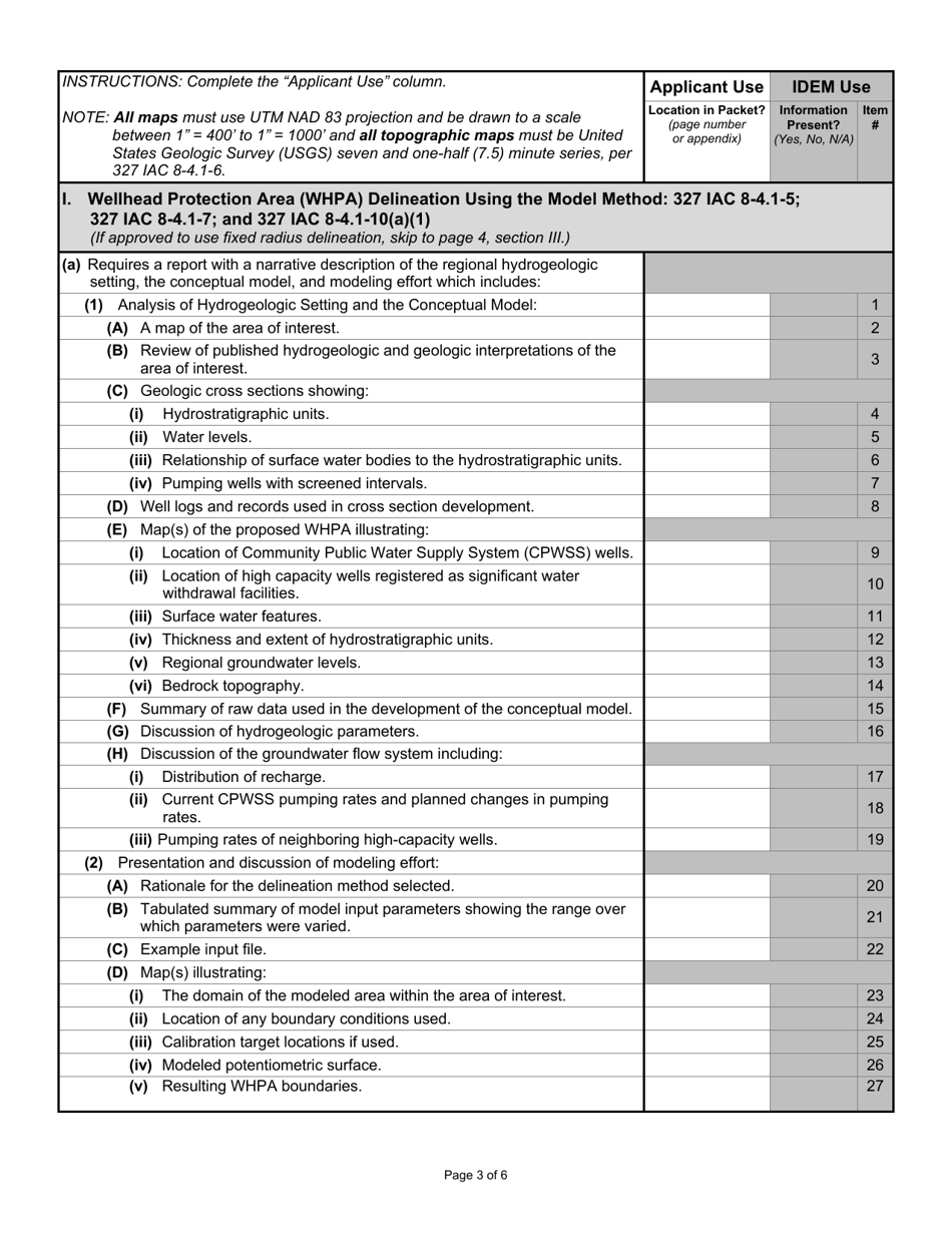 State Form 54189 Indiana Wellhead Protection Phase I Application - Indiana, Page 3