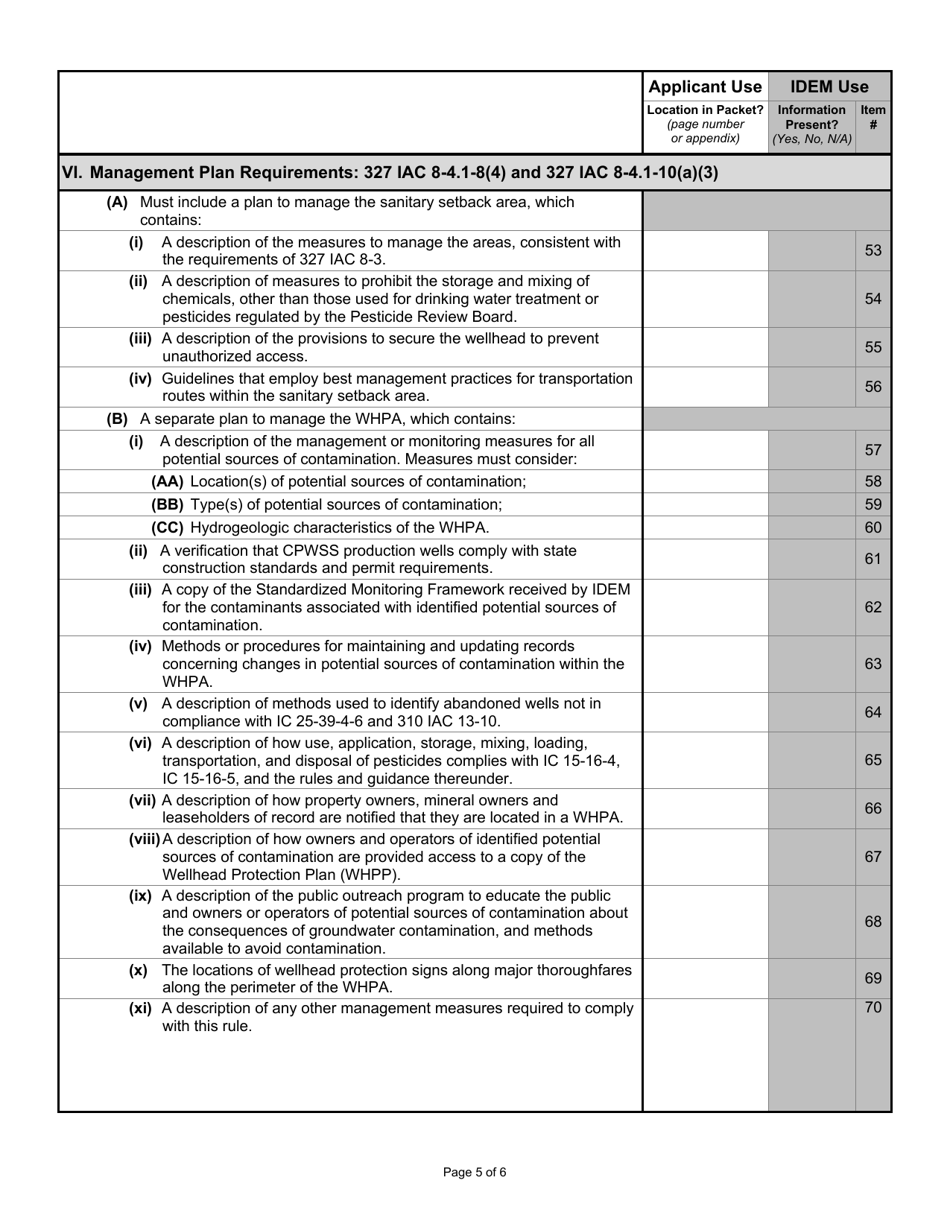 State Form 54189 Indiana Wellhead Protection Phase I Application - Indiana, Page 5