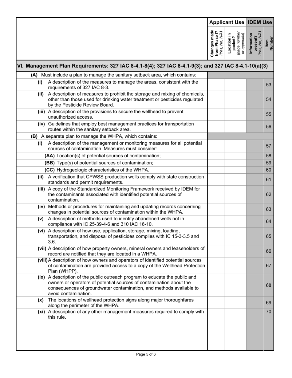State Form 53117 Indiana Wellhead Protection Phase II Application - Indiana, Page 5