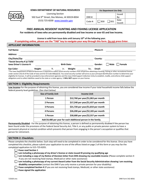DNR Form 542-8056  Printable Pdf