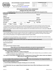 DNR Form 542-0214 Application for Iowa Special Nonresident Disabled Military Deer License - Iowa