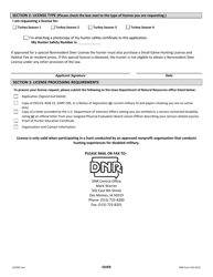 DNR Form 542-0215 Application for Iowa Special Nonresident Disabled Military Turkey License - Iowa, Page 2