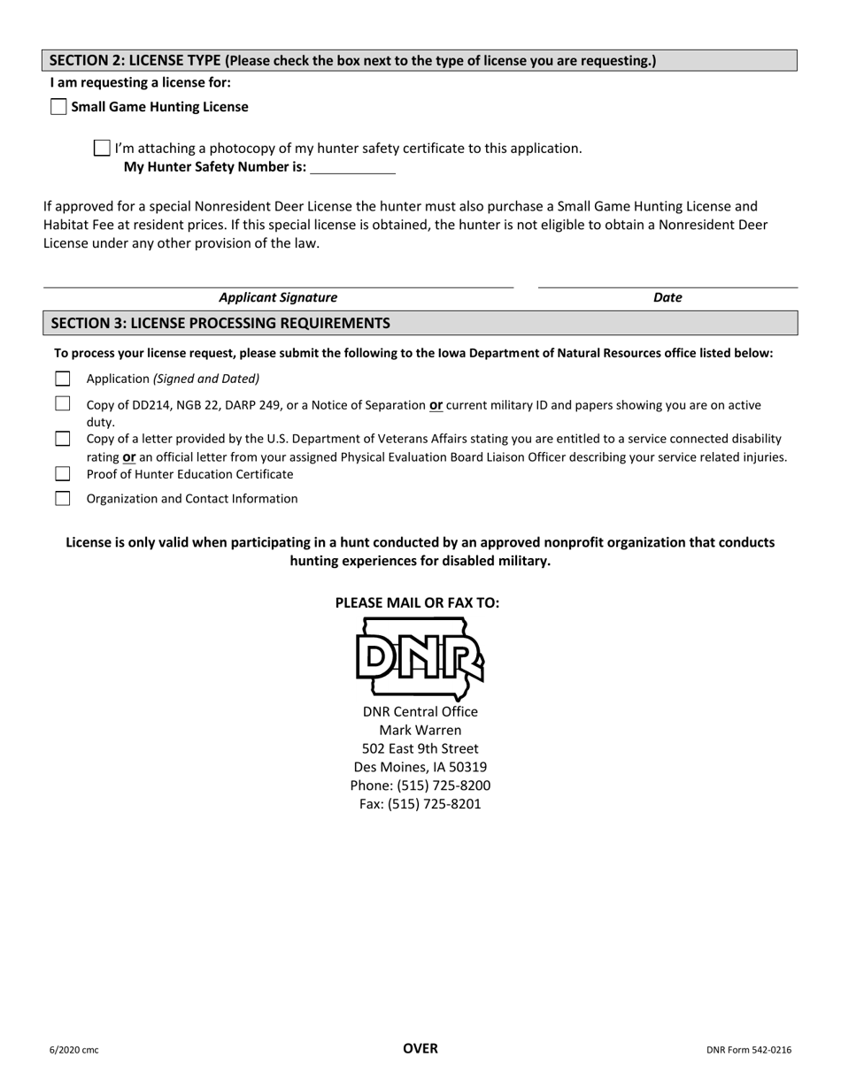 DNR Form 542-0216 Download Fillable PDF or Fill Online Application for ...