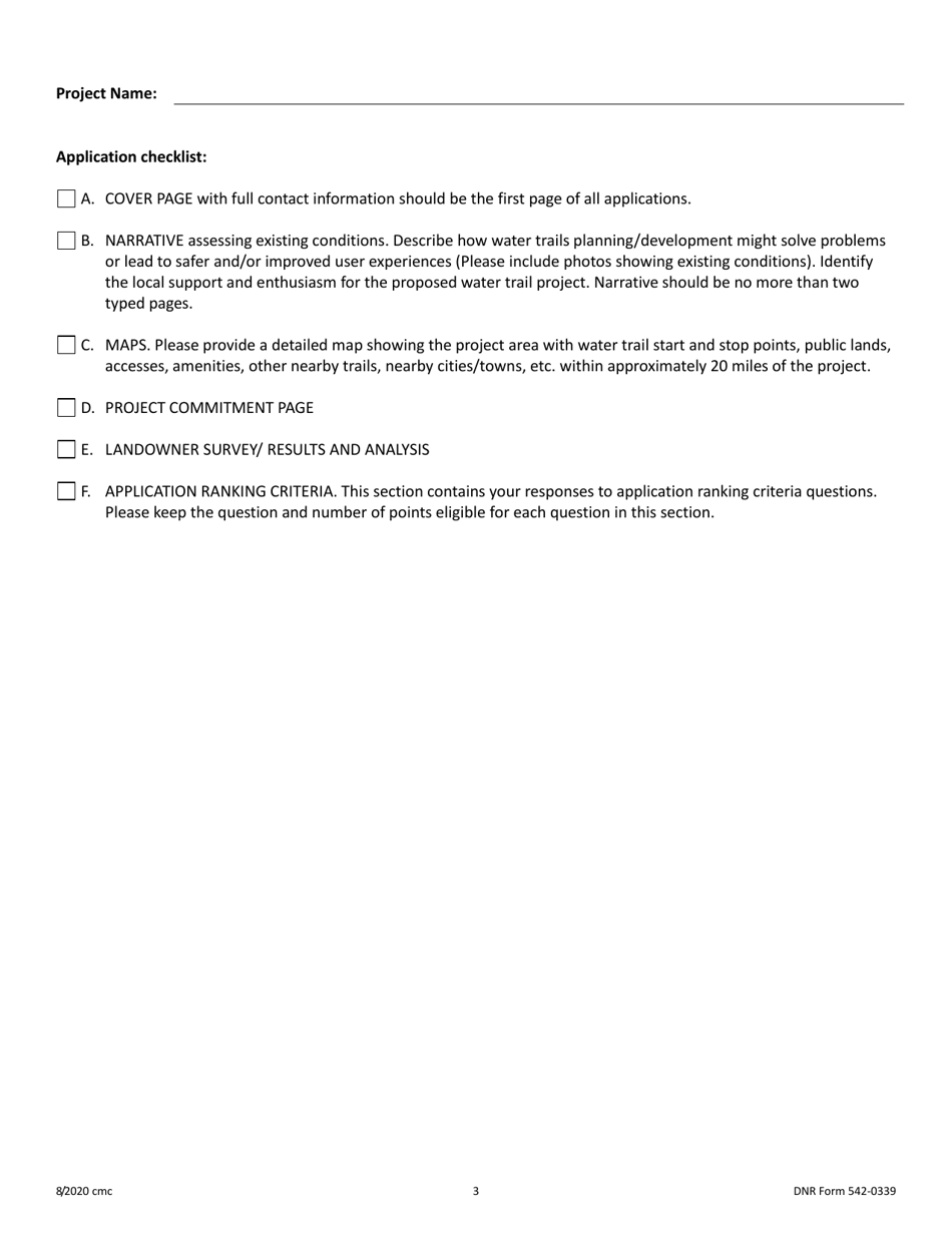 DNR Form 542-0339 Water Trails Program Water Trail Planning Assistance Selection Application - Iowa, Page 3