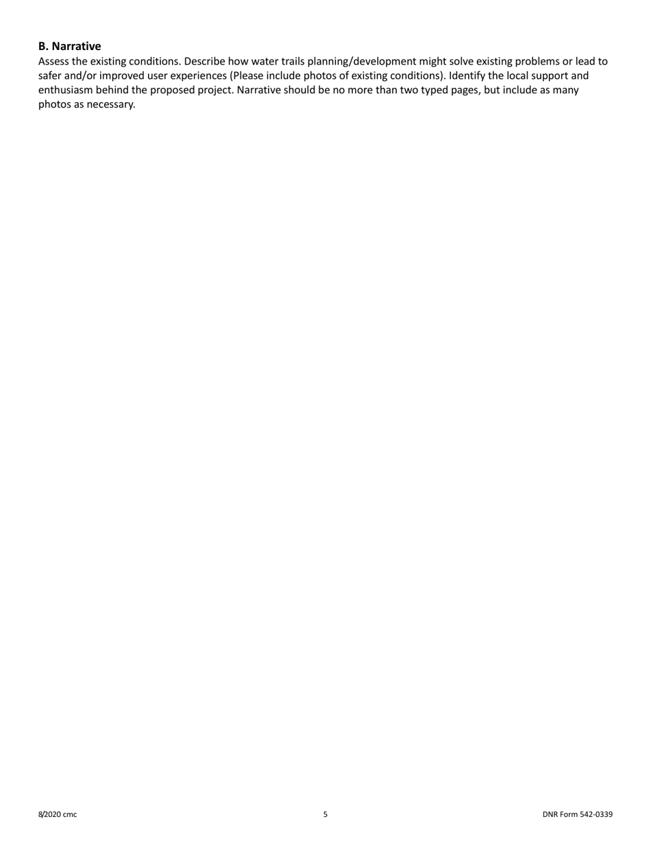 DNR Form 542-0339 Water Trails Program Water Trail Planning Assistance Selection Application - Iowa, Page 5