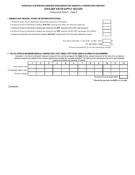 DNR Form 542-8110 Surface Water/Influenced Groundwater Monthly Operation Report - Iowa, Page 2