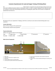 Document preview: DNR Form 542-0385 Customer Questionnaire for Lead and Copper Testing of Drinking Water - Iowa