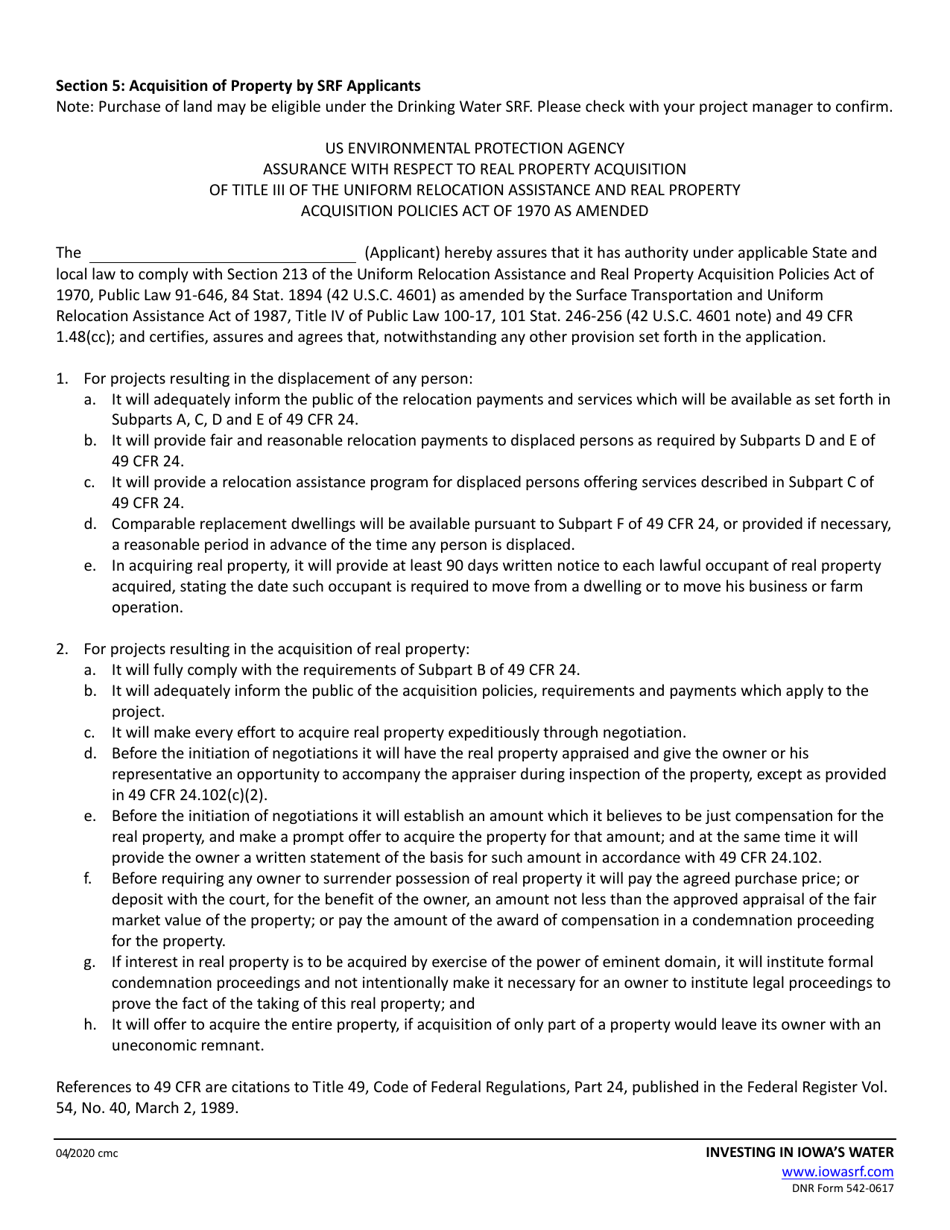 DNR Form 542-0617 Intended Use Plan (Iup) Application Form - Iowa, Page 4