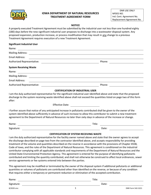 DNR Form 542-3221  Printable Pdf