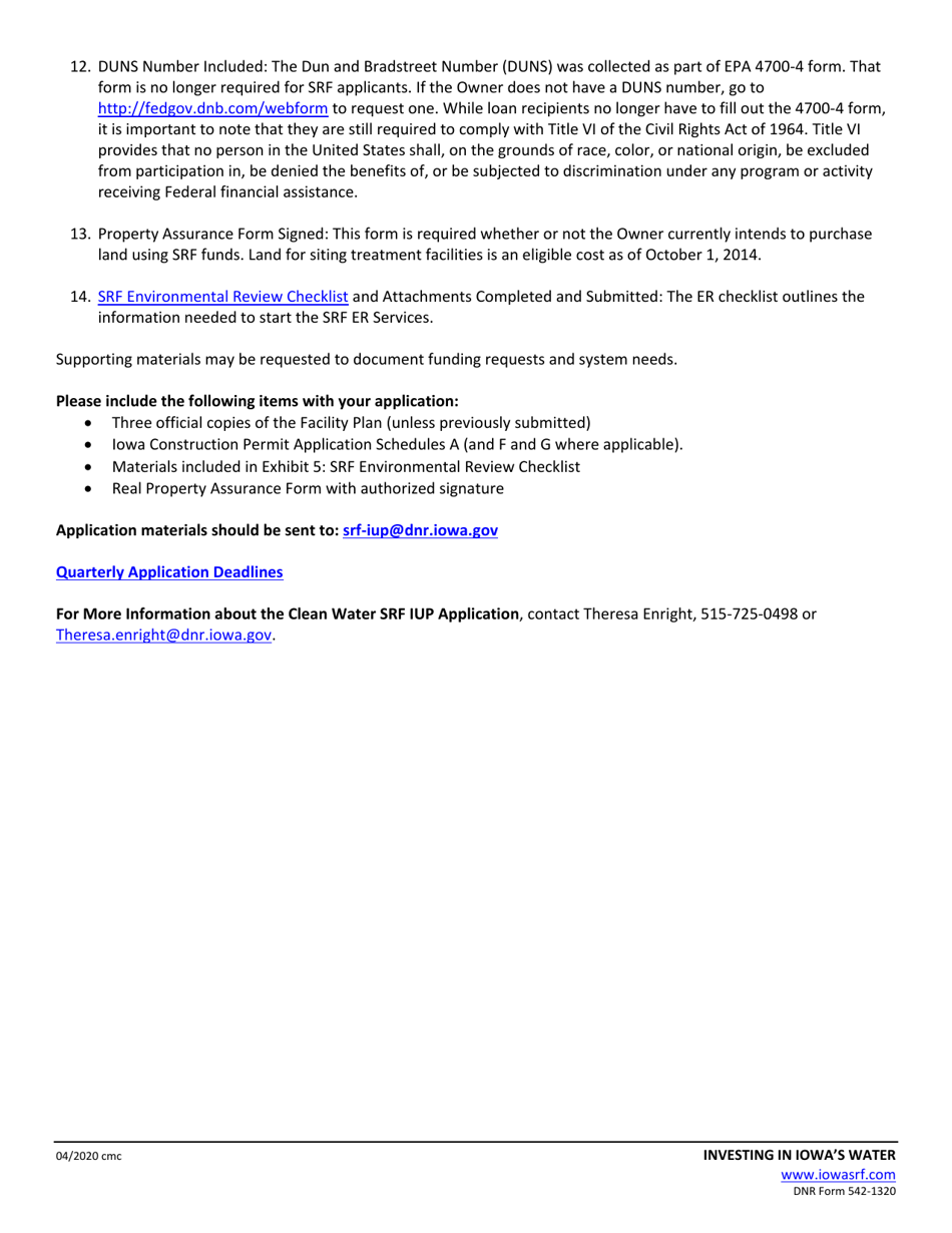 DNR Form 542-1320 Exhibit 8 Clean Water State Revolving Fund Intended Use Plan (Iup) Application - Iowa, Page 3