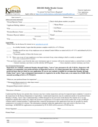 Document preview: Hobby Breeder License - Kansas, 2021