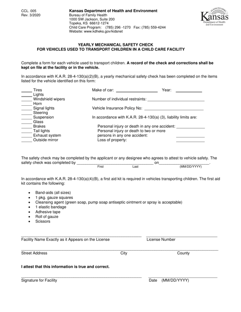 Form CCL.005 Printable Pdf