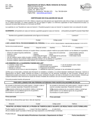 Formulario CCL.009 &quot;Certificado De Evaluacion De Salud&quot; - Kansas (Spanish)