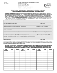 Form CCL.027 Authorization for Dispensing Medications to Children and Youth Long-Term Medications (Prescription and Non-prescription) - Kansas