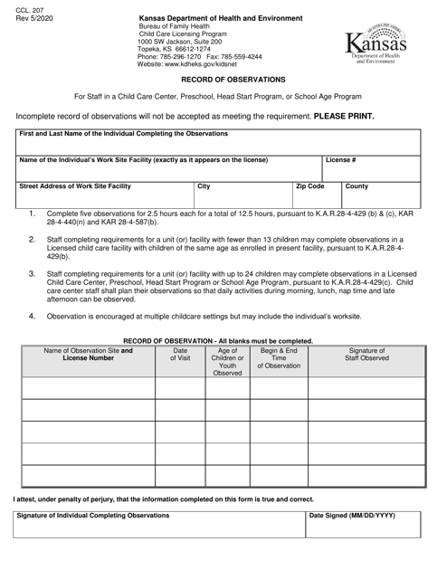 Form CCL.207  Printable Pdf