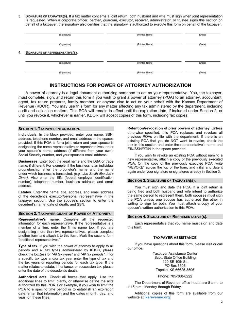 Form DO-10 Power of Attorney - Kansas, Page 2