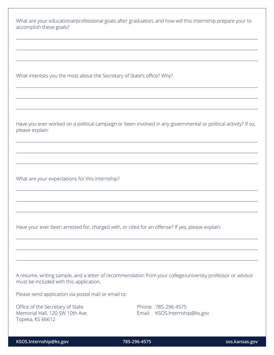 Internship Application - Kansas, Page 2