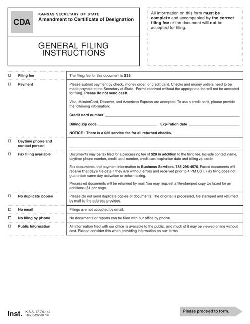 Form CDA  Printable Pdf
