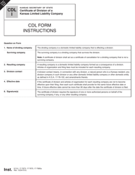 Form CDL53-81 Certificate of Division of a Kansas Limited Liability Company - Kansas, Page 2